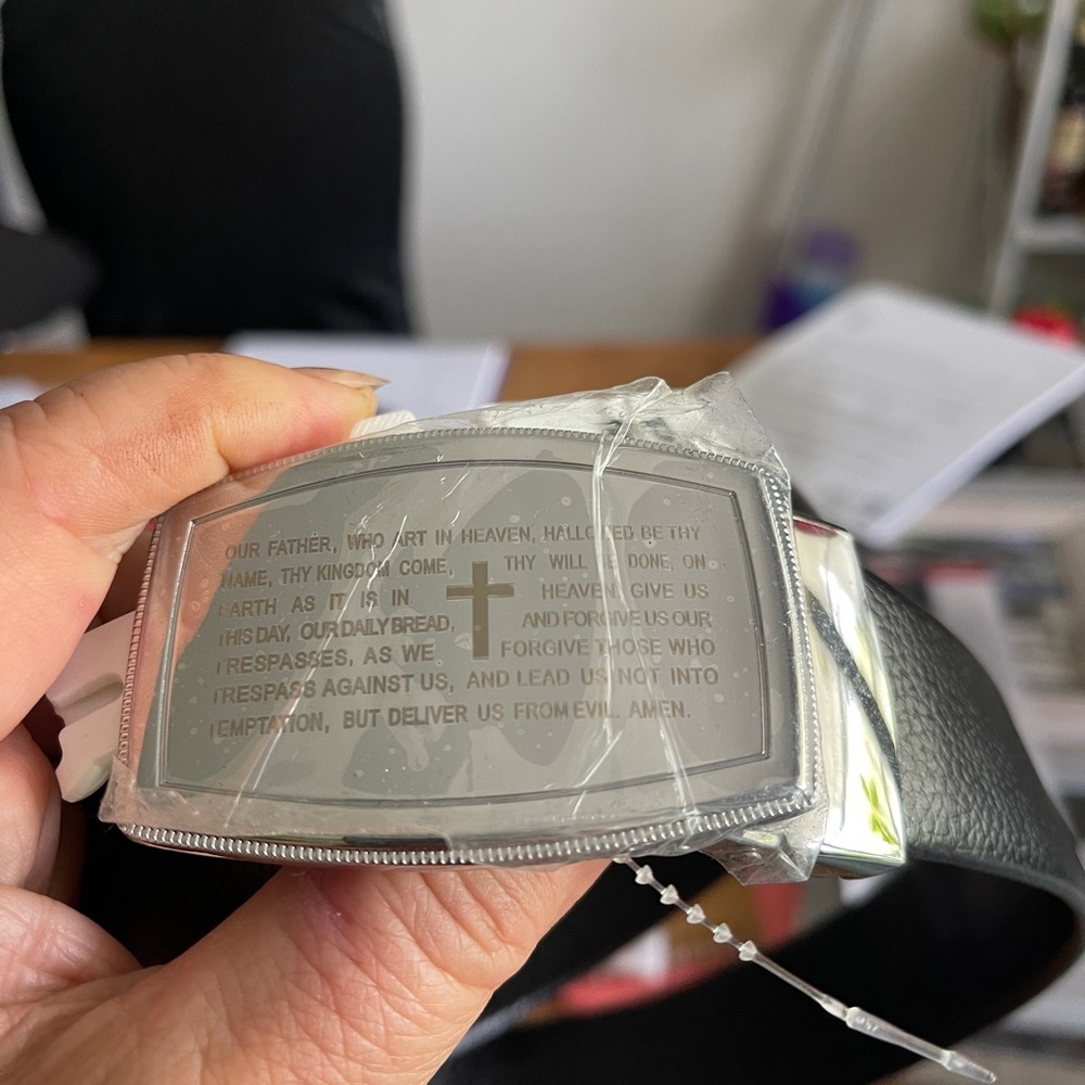 Prayer Wear Black Leather Belt - Size 38/40